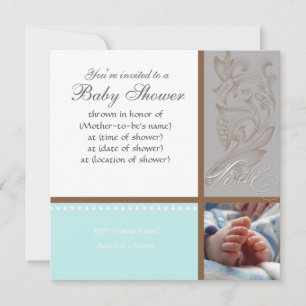 Modern Swirl n Polka Dot - Baby Boy Shower Invite