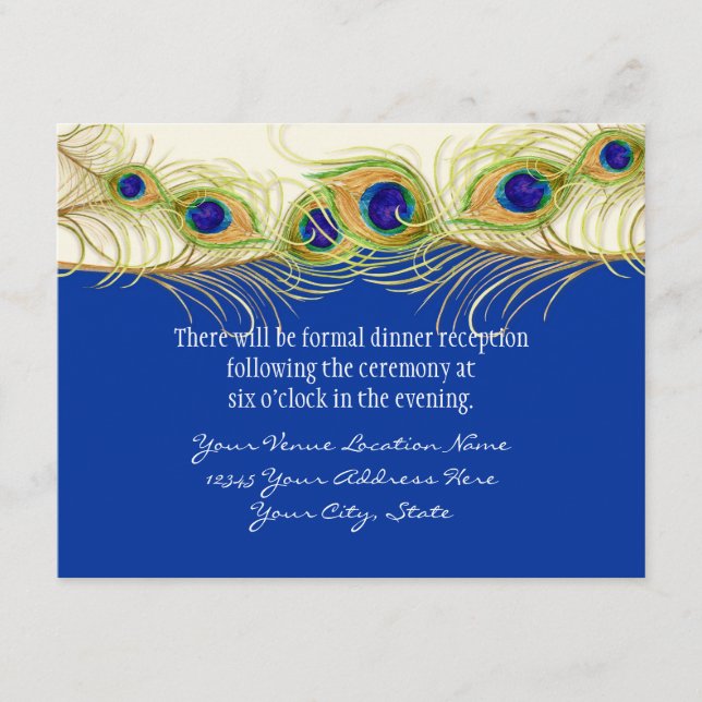 Modern Swirl Peacock Feathers Monogram Monogrammed Enclosure Card (Front)