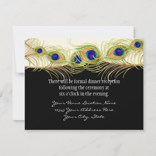 Modern Swirl Peacock Feathers Monogram Monogrammed Invitation (Front)