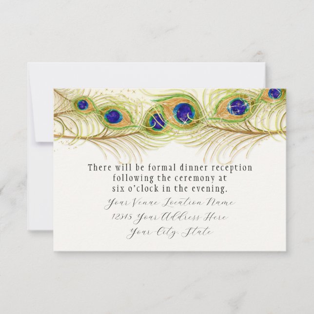 Modern Swirl Peacock Feathers Monogram Monogrammed Invitation (Front)