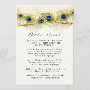 Modern Swirl Peacock Feathers Monogram Monogrammed Menu