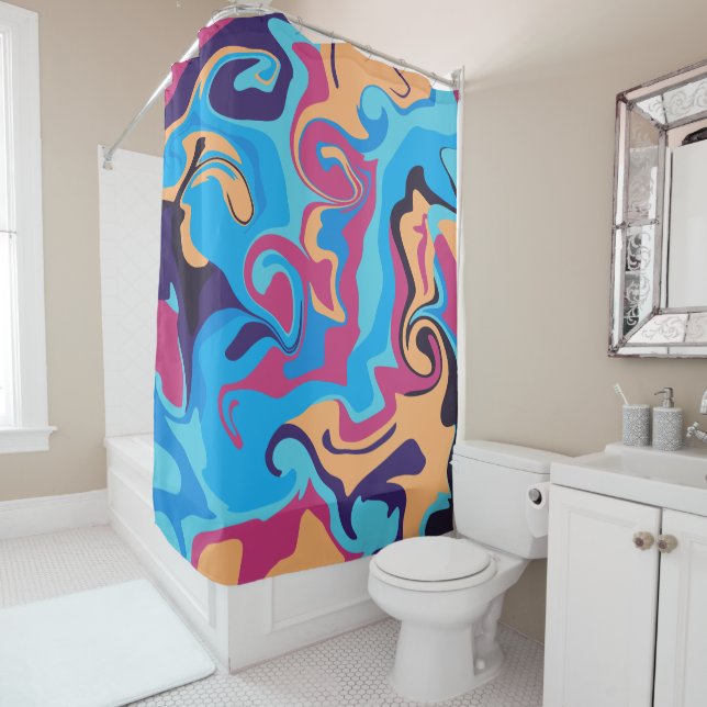 Modern Swirl Shower Curtain (In Situ)