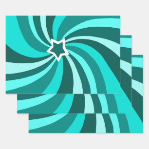 Modern Swirl Star Green Set of Wrapping Paper Sheet