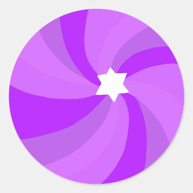 Modern Swirl Star of David Bar Bar Mitzvah Custom Classic Round Sticker (Front)