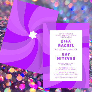 Modern Swirl Star of David Custom Bar Bat Mitzvah Invitation