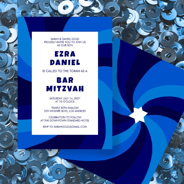 Modern Swirl Star of David Custom Bar Bat Mitzvah Invitation (Modern Swirl Star of David Custom Bar Bat Bnai Mitzvah Invitation
)