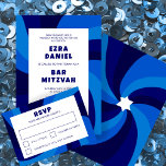 Modern Swirl Star of David Custom Bar Bat Mitzvah RSVP Card<br><div class="desc">Perfect RSVP card for a bat mitzvah, bar mitzvah or other Jewish celebration! Hand made art for you. FULLY CUSTOMIZABLE! Click on “Personalise” above to edit the text. Click "edit using design tool" to adjust the fonts, colours and placements and to delete the back side design if you prefer. Also...</div>