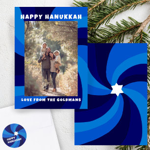Modern Swirl Star of David HAPPY HANUKKAH CUSTOM Holiday Card