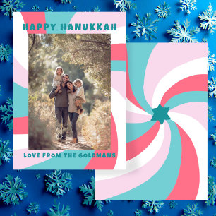 Modern Swirl Star of David HAPPY HANUKKAH CUSTOM Holiday Card