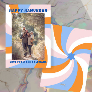 Modern Swirl Star of David HAPPY HANUKKAH CUSTOM Holiday Card