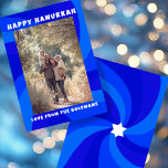 Modern Swirl Star of David HAPPY HANUKKAH CUSTOM Holiday Card<br><div class="desc">Perfect card to send for a Jewish celebration! Hand made art for you. FULLY CUSTOMIZABLE! Click on “Personalise” above to edit the text and add a photo. Click "edit using design tool" to adjust the fonts, colours and placements. Design is also available as digital download to send instantly and save...</div>