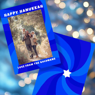Modern Swirl Star of David HAPPY HANUKKAH CUSTOM Holiday Card