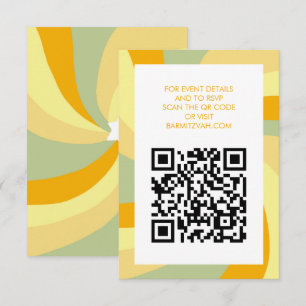 Modern Swirl Star of David QR Code Bar Bat Mitzvah Enclosure Card