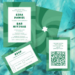 Modern Swirl Star of David QR Code Bar Bat Mitzvah Enclosure Card<br><div class="desc">Perfect enclosure or RSVP card for a bat mitzvah, bar mitzvah or other Jewish celebration! Hand made art for you. FULLY CUSTOMIZABLE! Click on “Personalise” above to edit the text and add your link to the QR code. Click "edit using design tool" to adjust the fonts, colours and placements and...</div>