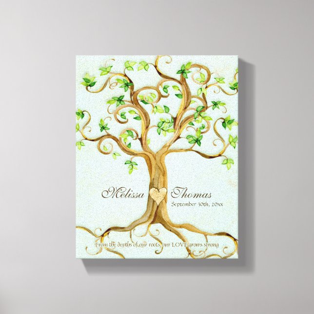 Modern Swirl Tree Roots Leaf Antique Parchment Canvas Print (Front)