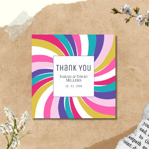 Modern Swirl Vibrant Wedding Thank You Card