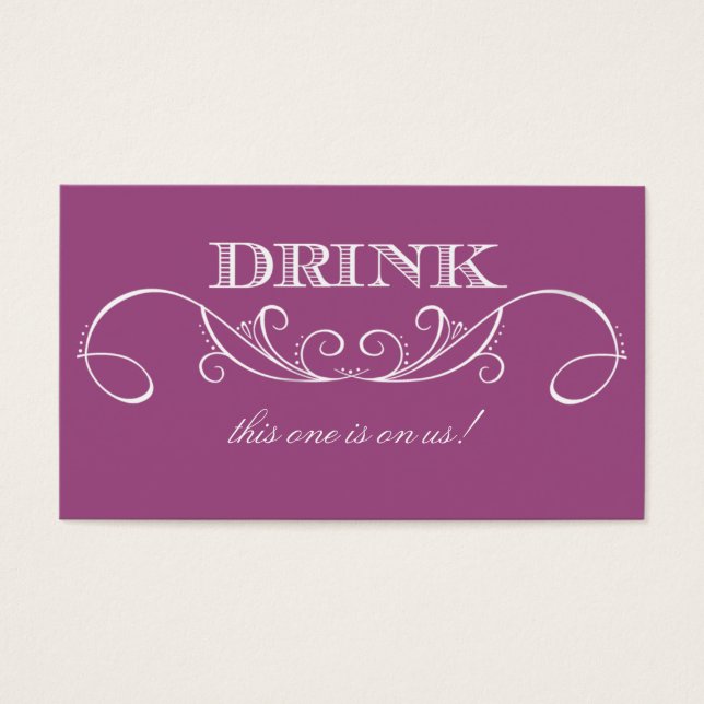 Modern Swirl Wedding Drink Ticket (Front)
