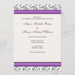 Modern Swirl Wedding Invitation (Purple)