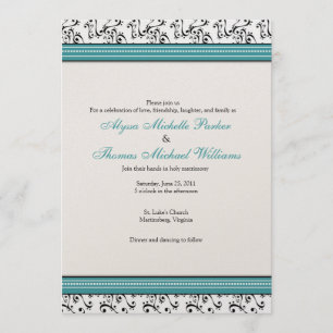 Modern Swirl Wedding Invitation (Teal)