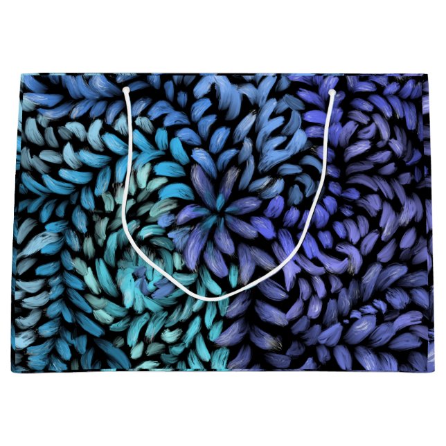 Modern swirling teal and blue petals  large gift bag (Front)