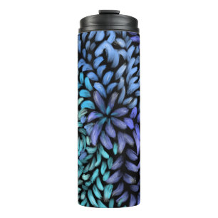 Modern swirling teal and blue petals thermal tumbler