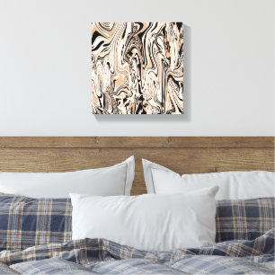 Modern Swirls Watercolor Brown Black Pattern   Canvas Print