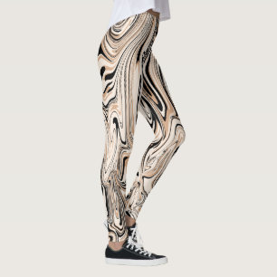 Modern Swirls Watercolor Brown Black Pattern Leggings