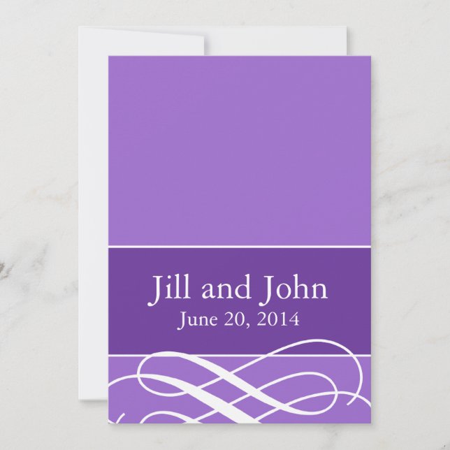 Modern Swirls Wedding Invitations Purple Lilac (Front)
