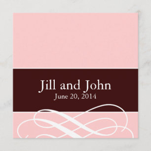 Modern Swirls Wedding Invitations Soft Pink Brown
