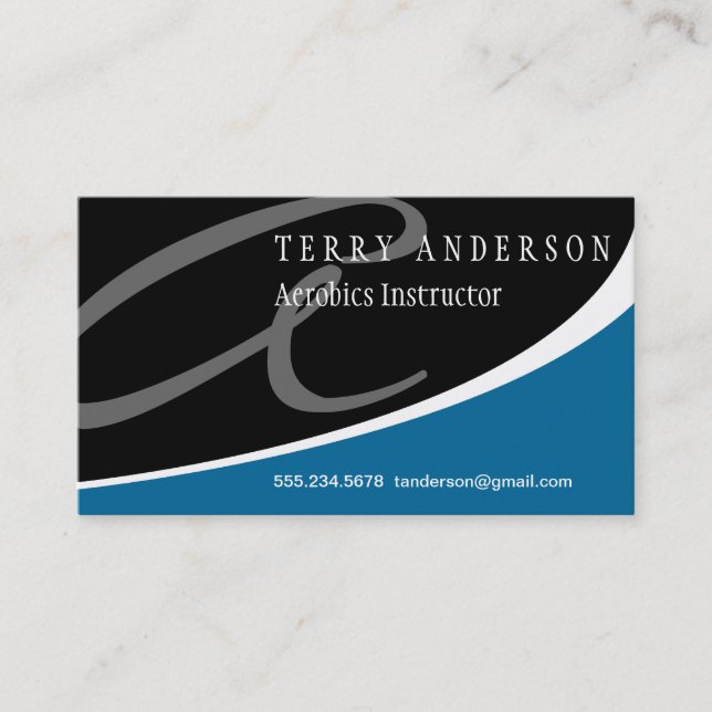 Modern Swoosh Monogram A Business Card (Front)