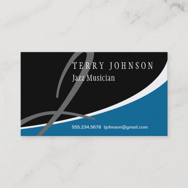 Modern Swoosh Monogram J Business Card (Front)