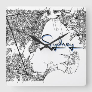 Modern Sydney City Street Map Wall Clock