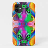 Modern Symmetric Colourful Double Head Alien 