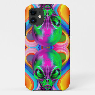 Modern Symmetric Colourful Double Head Alien  iPhone 11 Case