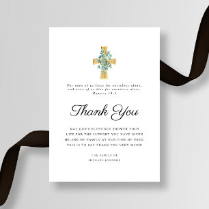 Modern Sympathy Eucalyptus Cross Funeral Thank You Card