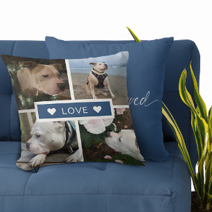Modern Sympathy Pet Photos Collage Cushion