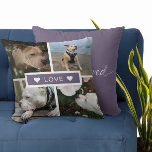 Modern Sympathy Pet Photos Collage Cushion