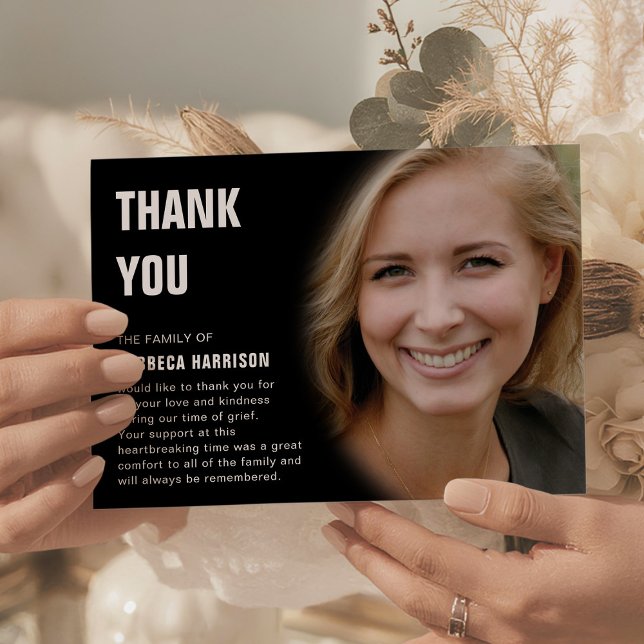 Modern Sympathy Photo Funeral Thank You Card (Creator Uploaded)