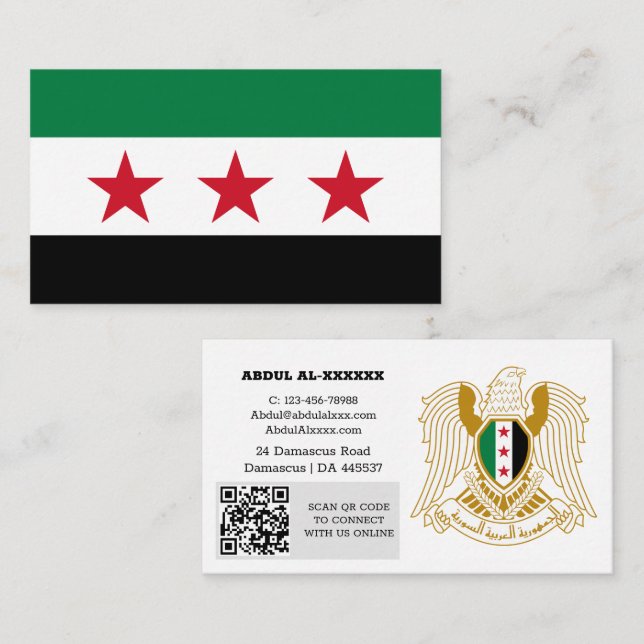 Modern Syria, Business Card, Syrian Flag QR Code Card (Front/Back)