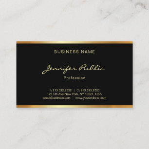 Modern Sytlish Black And Gold Hand Script Font Business Card