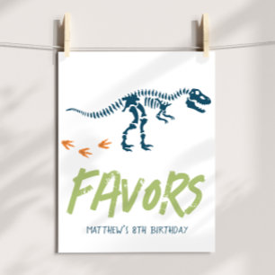 Modern T-Rex Dinosaur Dig Boys Birthday Favour Sig Poster