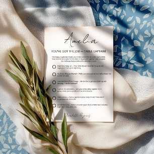 Modern Table Captain Wedding Stationery Card