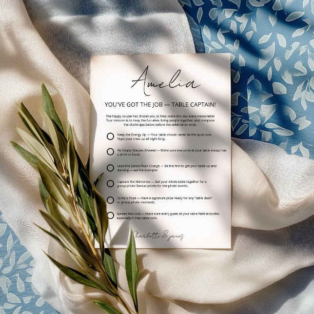 Modern Table Captain Wedding Stationery Card (Creator Uploaded)