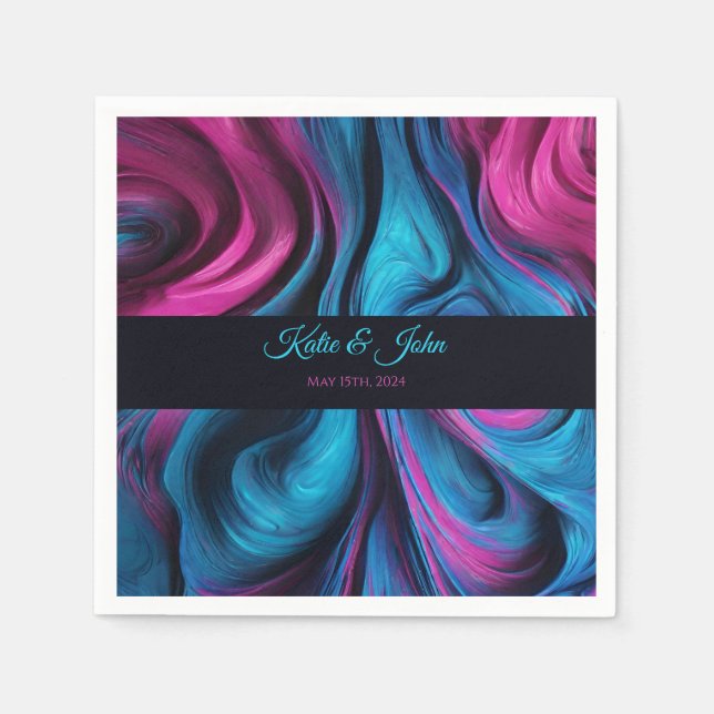 Modern Table Decor-Blue and Pink- Napkin (Front)