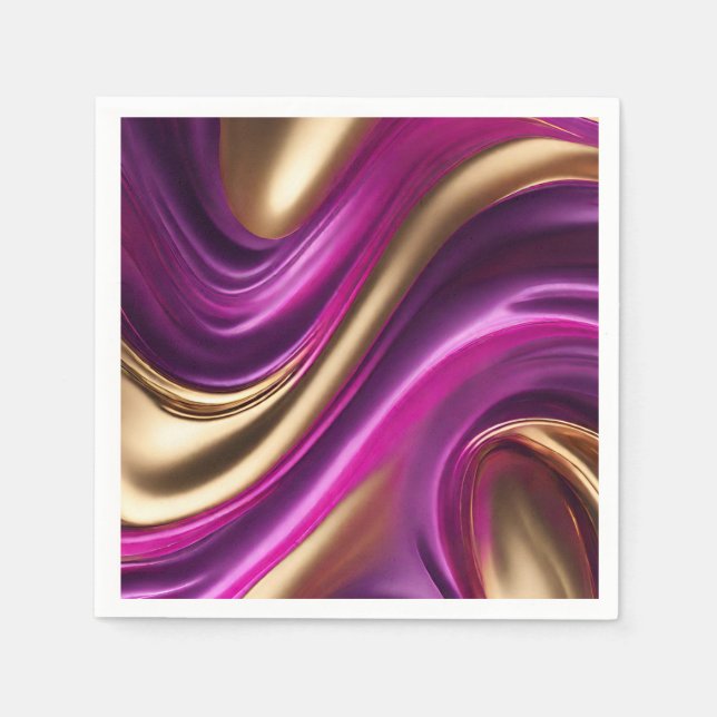 Modern Table Decor-Fuchsia Purple and Gold- Napkin (Front)