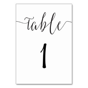 Modern table number card script wedding reception