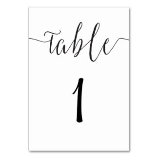 Modern table number card script wedding reception