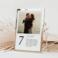 Modern table number card with photo and fun facts