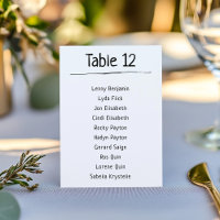 Modern Table Number Seating Chart