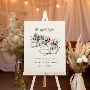 Modern Table Sketch Rehearsal Dinner Welcome Sign